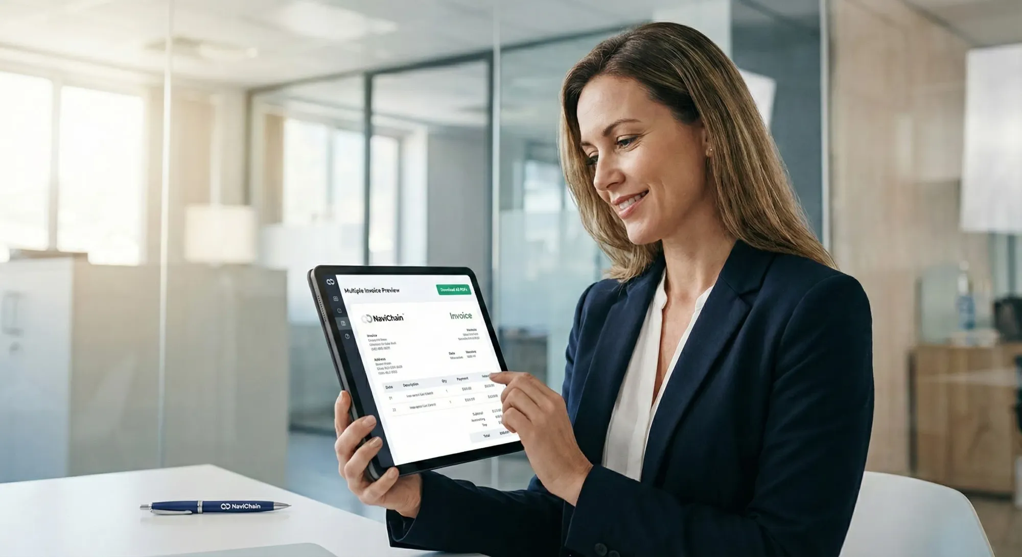 Navichain interface showing automated bookings.