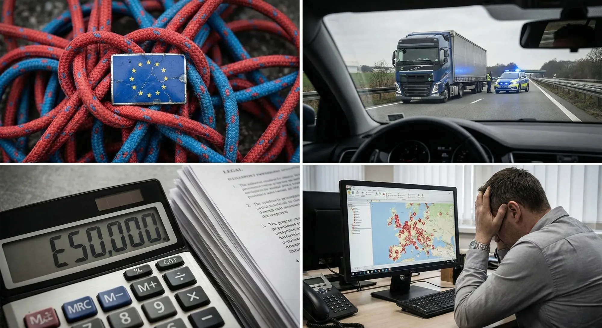 A truck driving towards a clear horizon, safe and compliant.