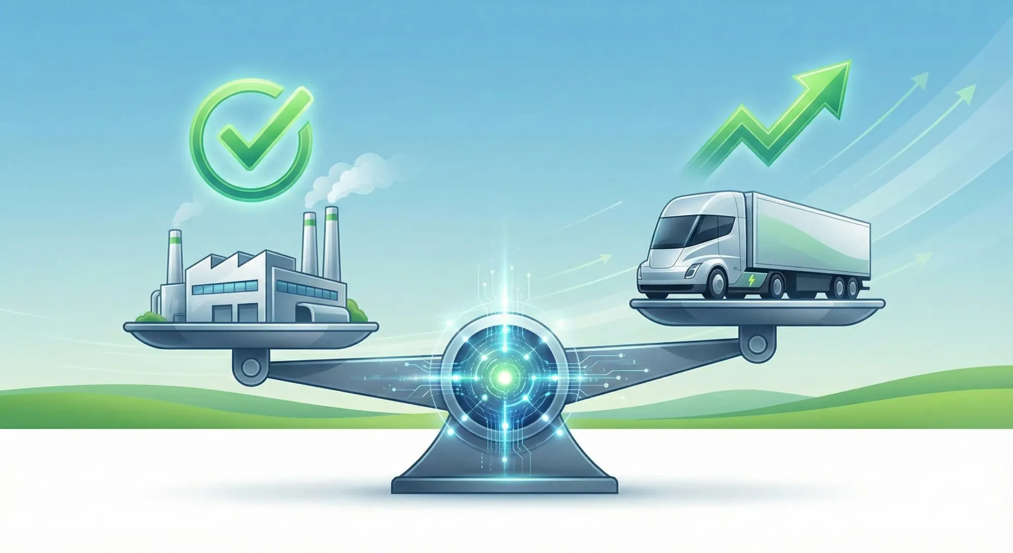 A green landscape symbolizing a sustainable future.