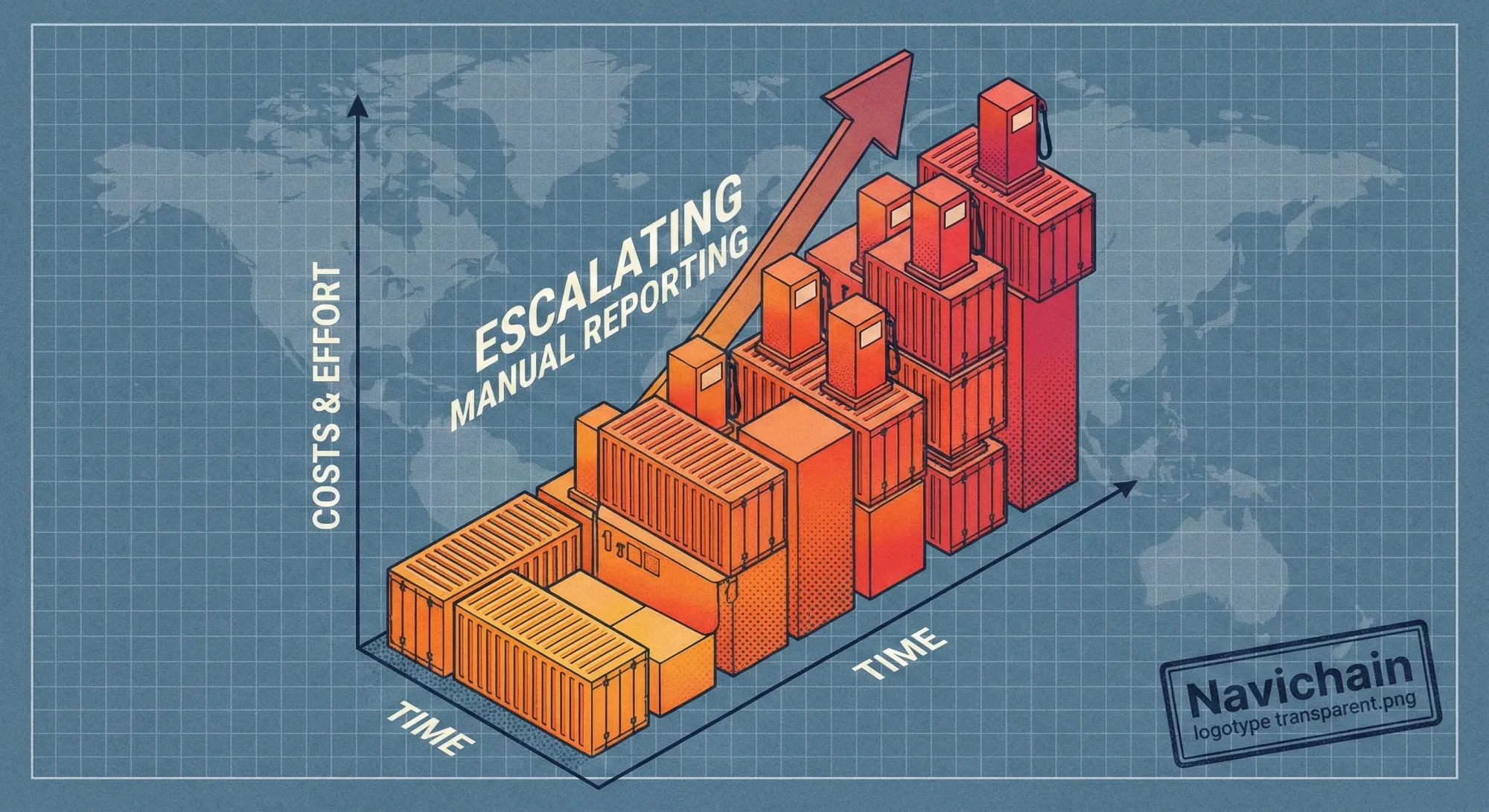 Graph shows rising costs of manual environmental reporting for haulage companies.