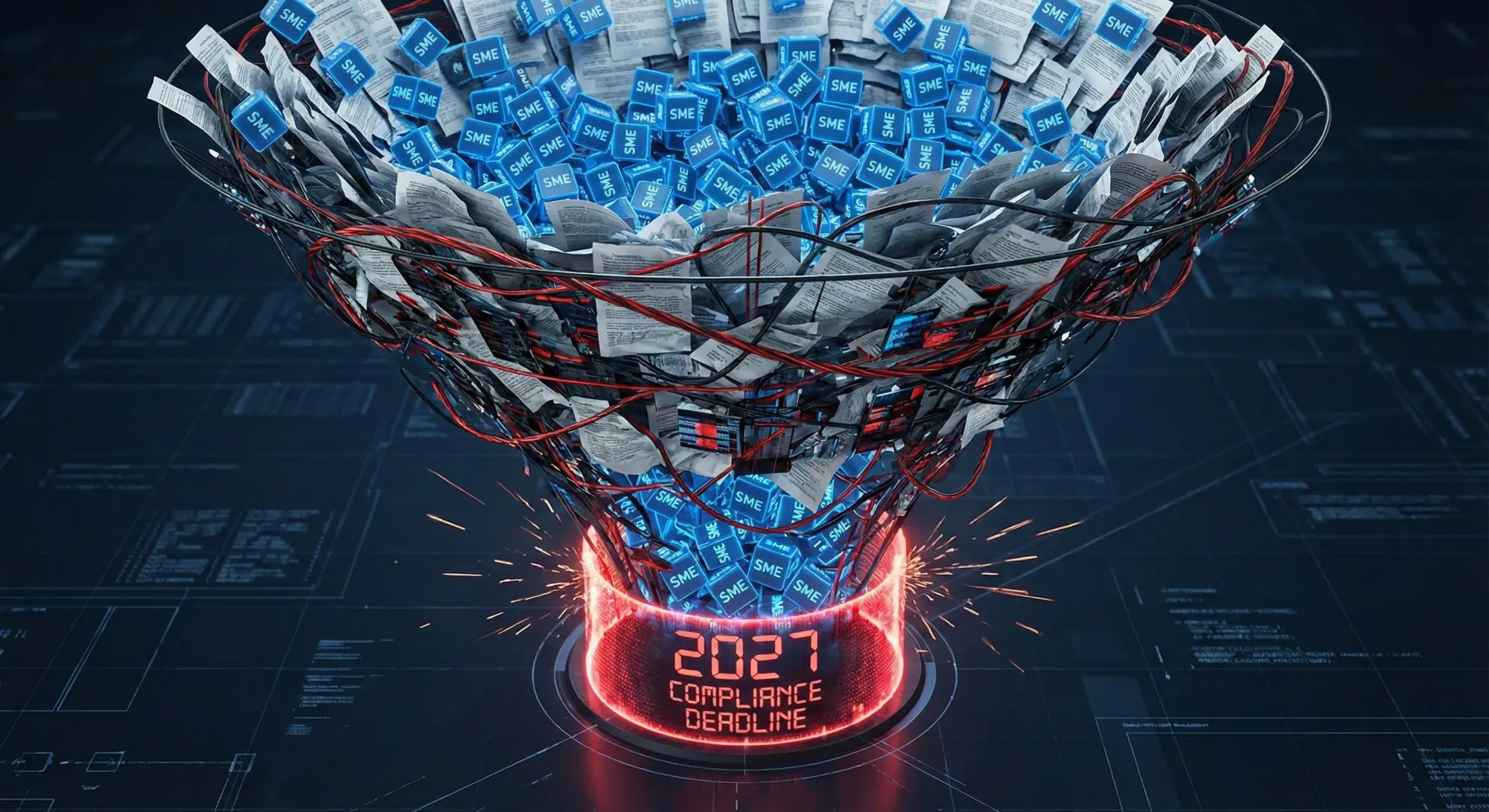 Tangled cables representing compliance bottlenecks