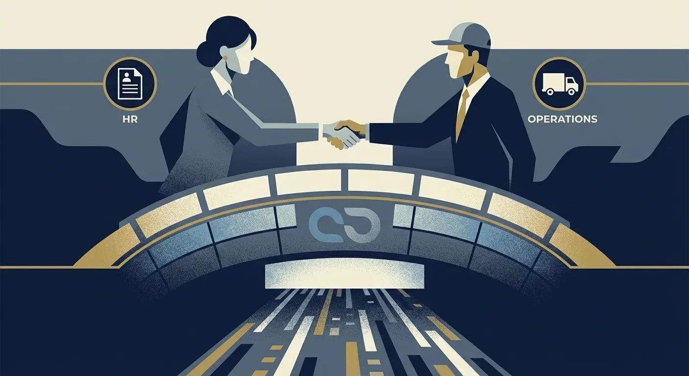 Navichain branding showing the connection between HR and Fleet.