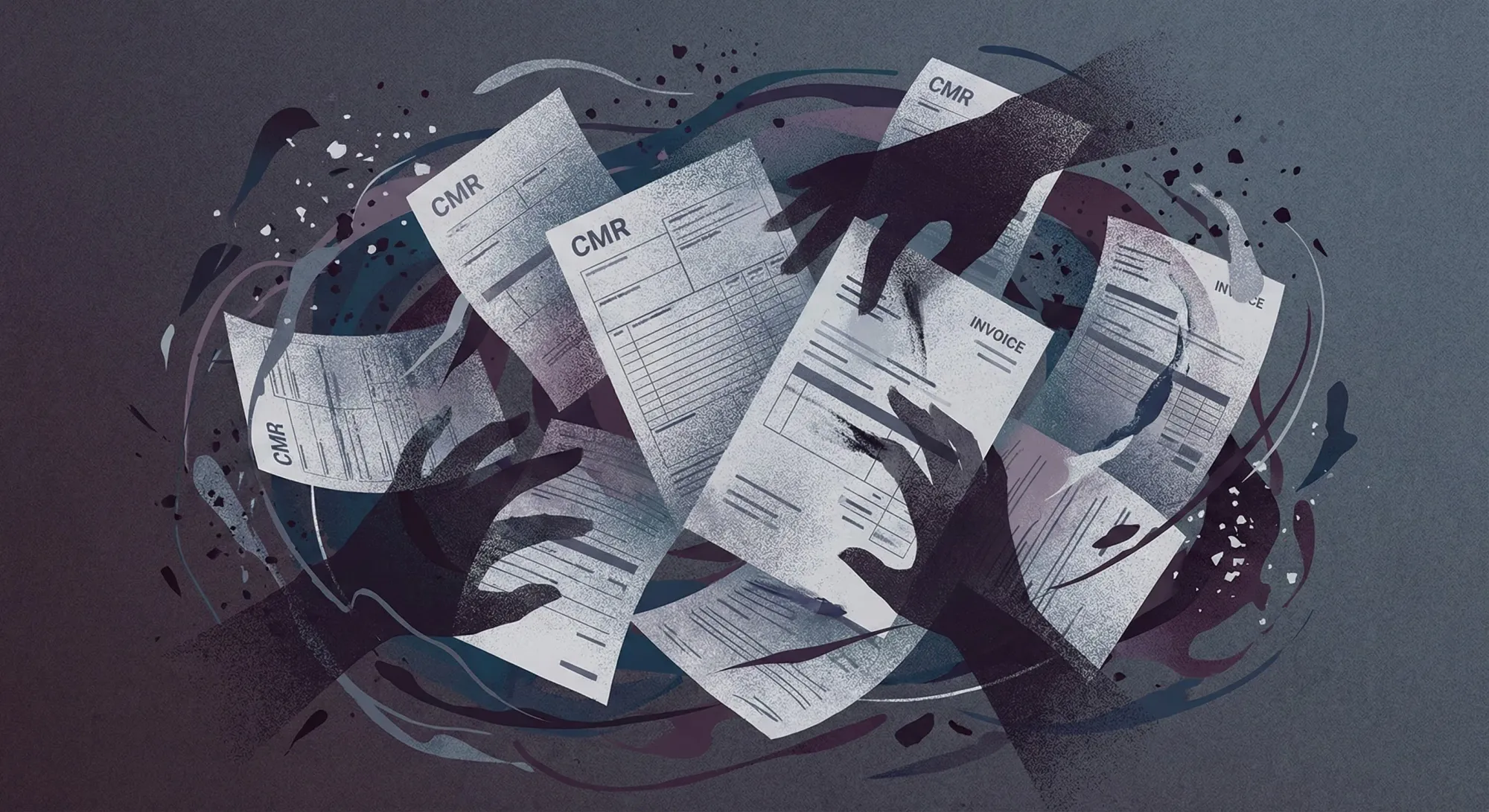 Chaotic data flow representing fraud in haulage.