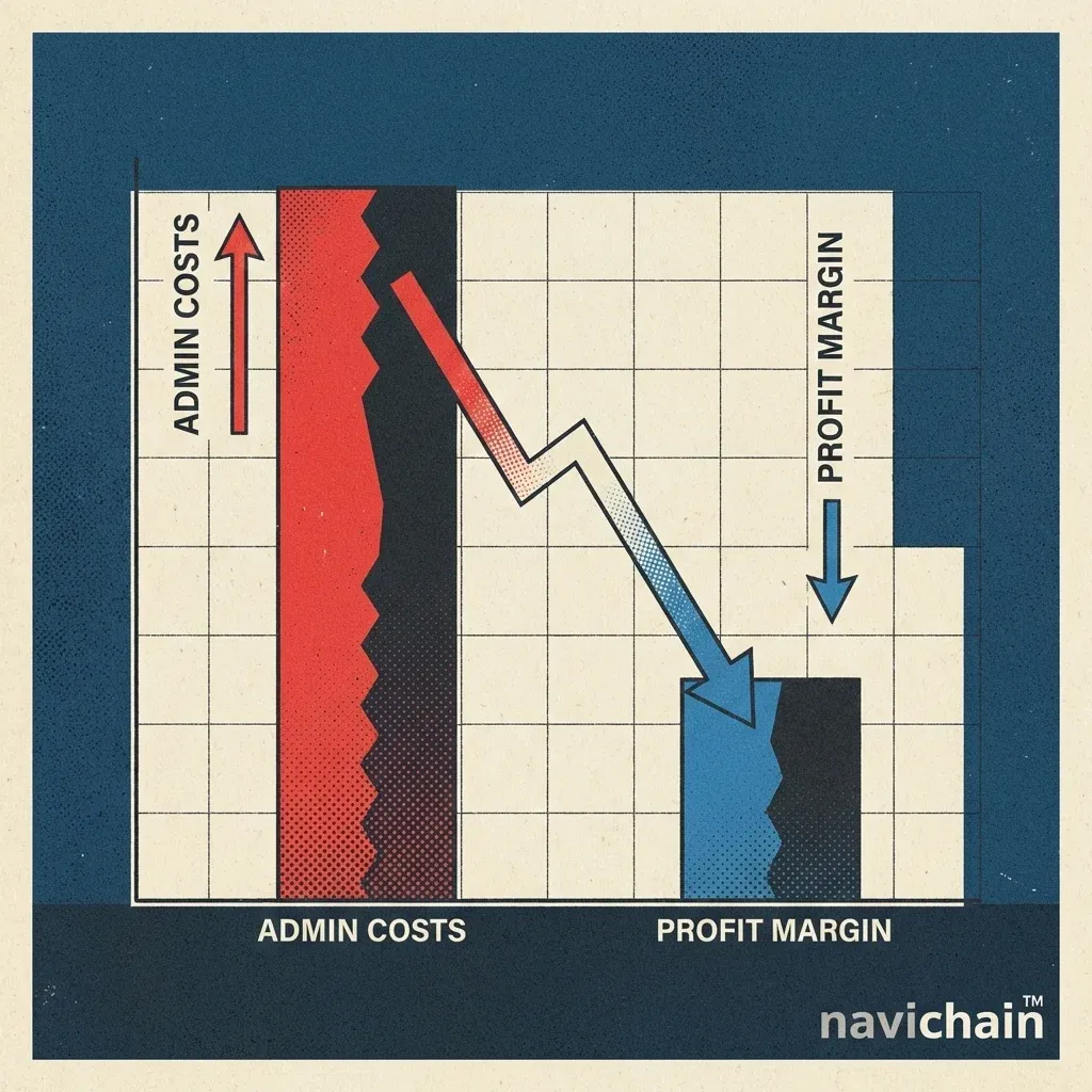 Chart illustrating negative impact of poor integration: increased admin costs, reduced profits.