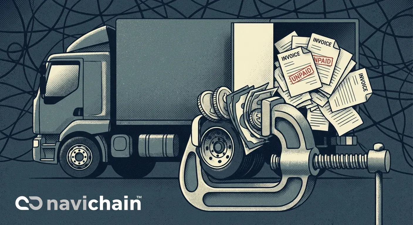 Visual of a cracked system: overworked clerk overwhelmed by paperwork and computer screens.