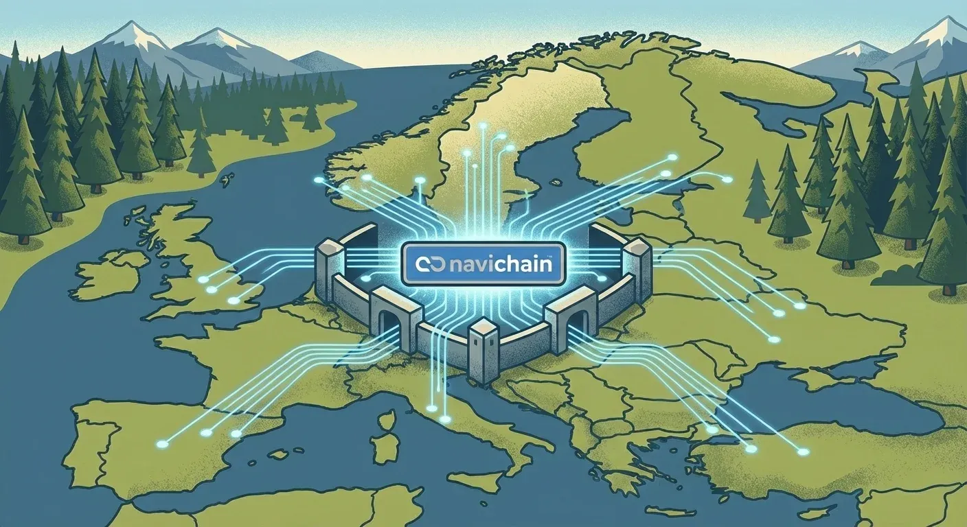 Navichain logotyp visar integrerat system för att optimera logistikflöden och POD hantering.