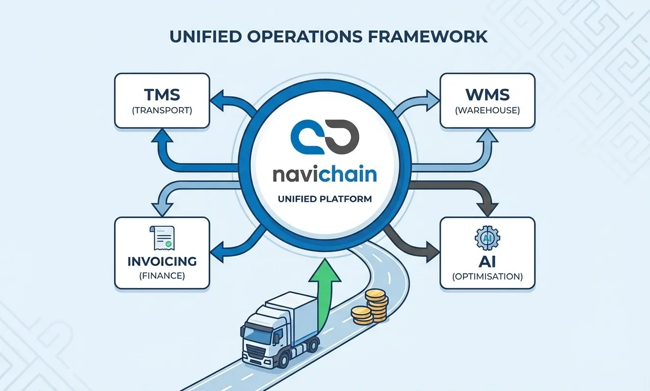 Resilient logistiksystem: Integrerade komponenter skapar en enad operativ väv för åkerier.