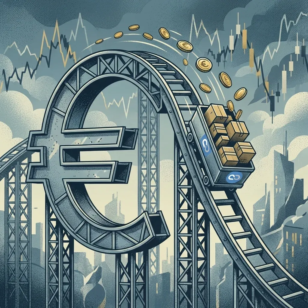A rollercoaster labeled 'Freight Rates' causing money to fall out of a company's pockets.