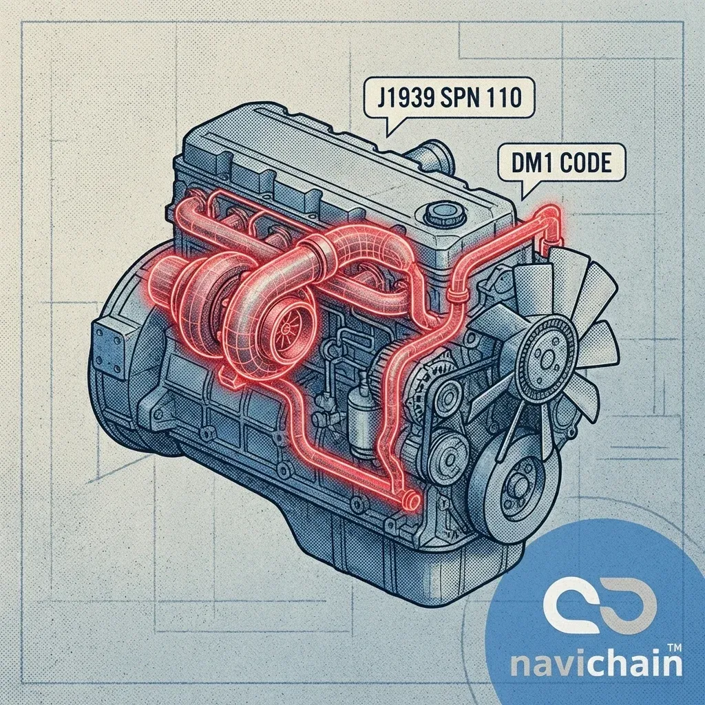 Navichain varumärke med en skiftnyckel och digital pulsikon.