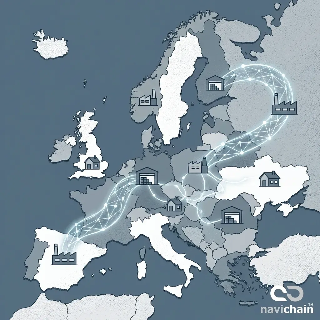 Navichain platform interface showing real-time logistics data for a European SME.