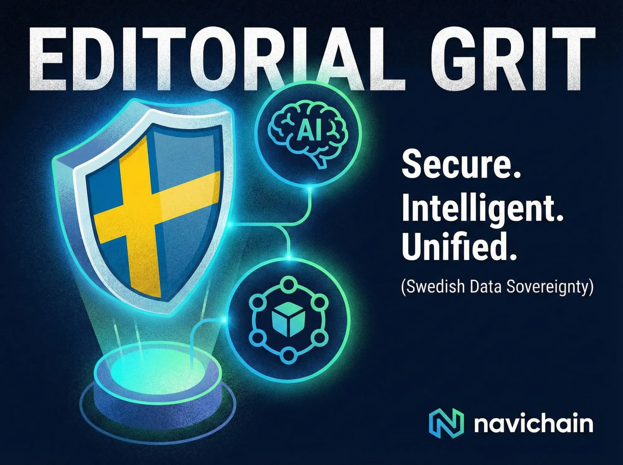 Navichain logotyp. En plattform för säker och effektiv logistiksamverkan.