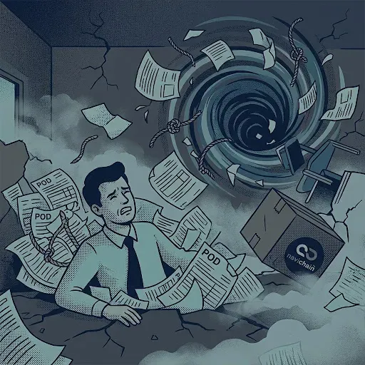 Representation av gamla lösningar, fulla med röriga nät, utspritt bevis-arkiv (POD) som sätter käppar i navet på hela ekosystemet.