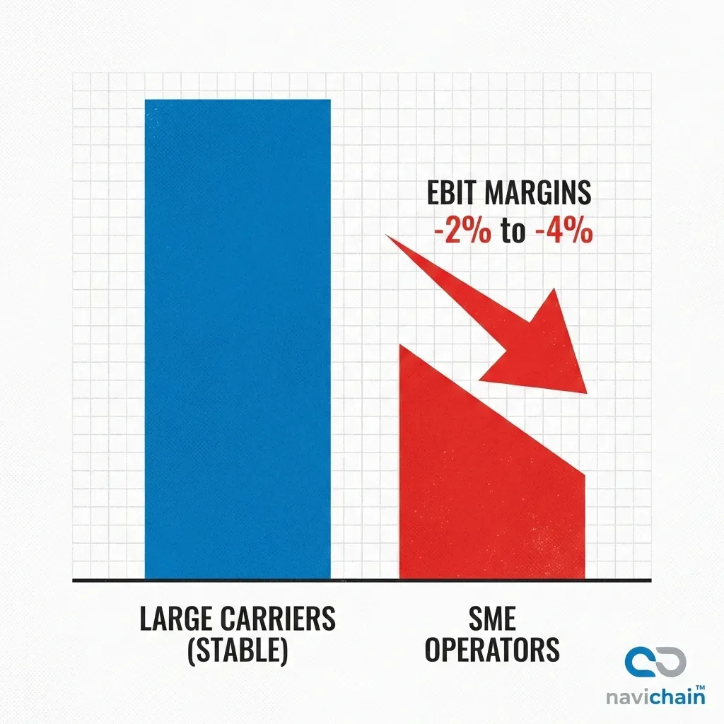 Stapeldiagram som visar ineffektivitet och risker med fragmenterad logistikteknik.