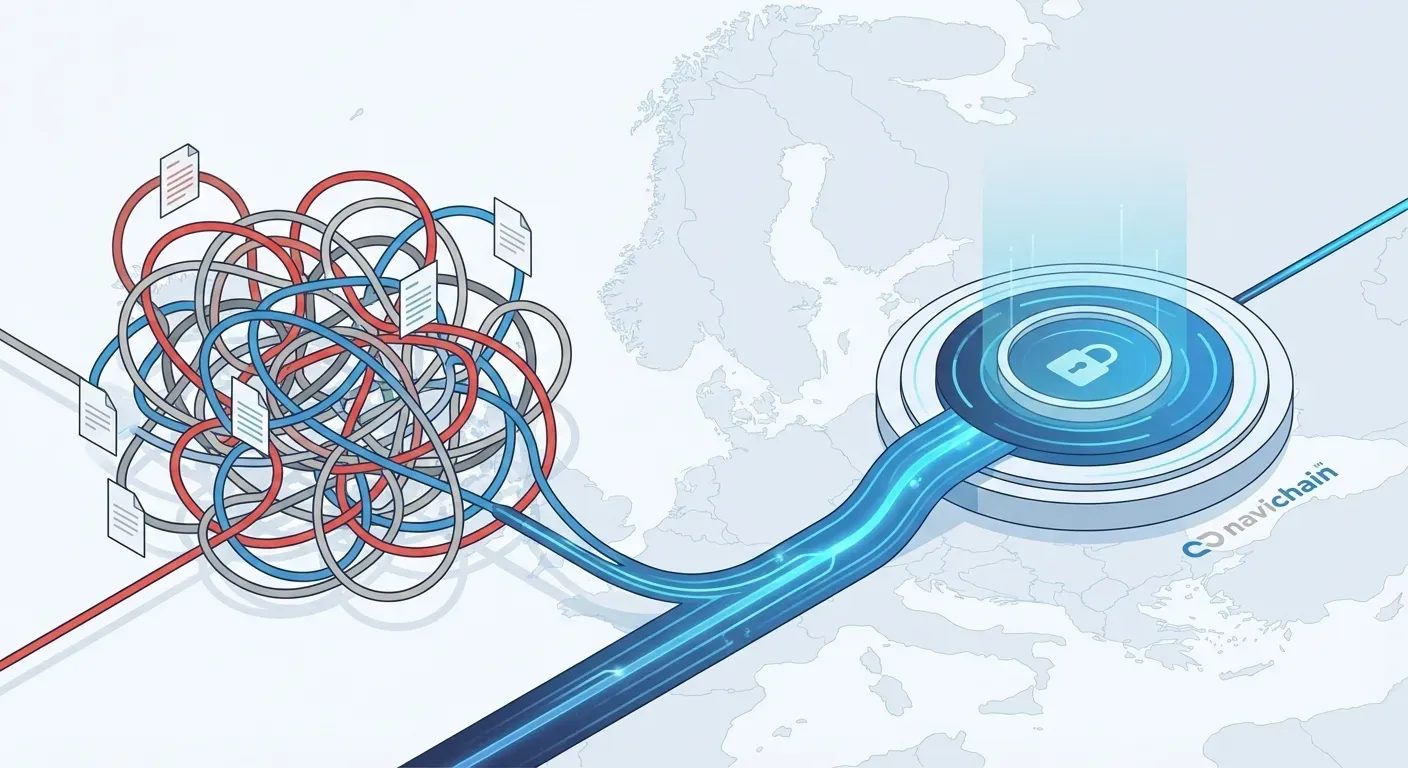 Abstract illustration showing operational control streamlining logistics after overcoming data chaos.