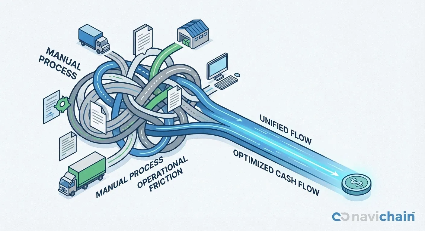 Lastbil på väg - illustration av operationell friktion inom logistikindustrin.