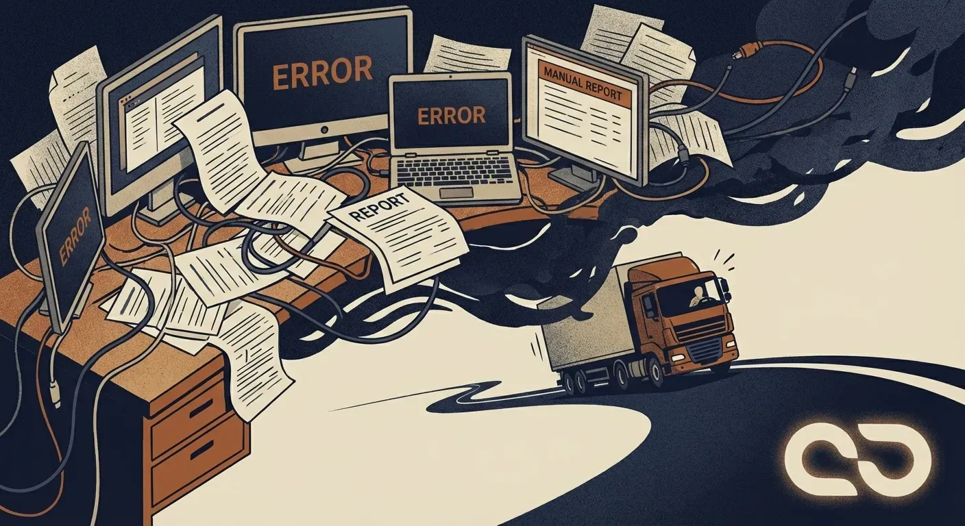 Åkerichef visualiserar komplex logistikdata på en skärm för ökad kontroll.