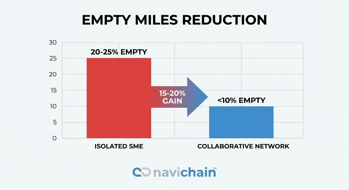 Bar graph illustrating dramatic efficiency gains with a digital logistics platform.