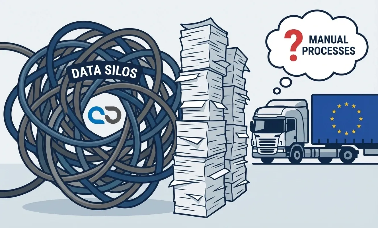 Jumbled network cables represent the problems of disconnected logistics systems for SME hauliers.