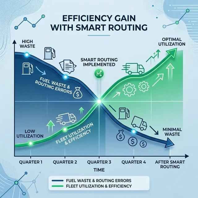 *Inverkan av Smart Routing: Visualisering av den direkta kopplingen mellan automatiserad ruttplanering och ökade nettomarginaler.*