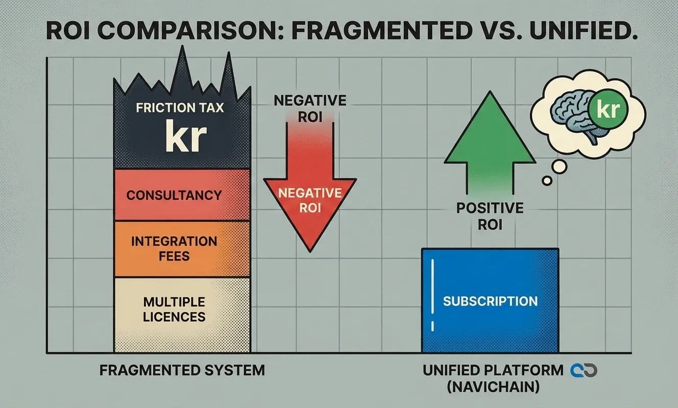 Diagram som visar kostnader för systemfragmentering inom logistik; behovet av en enhetlig datagrund.