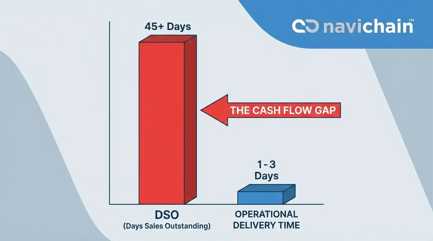 Graph showing cash flow gap highlighting the financial impact of trucking invoice delays.