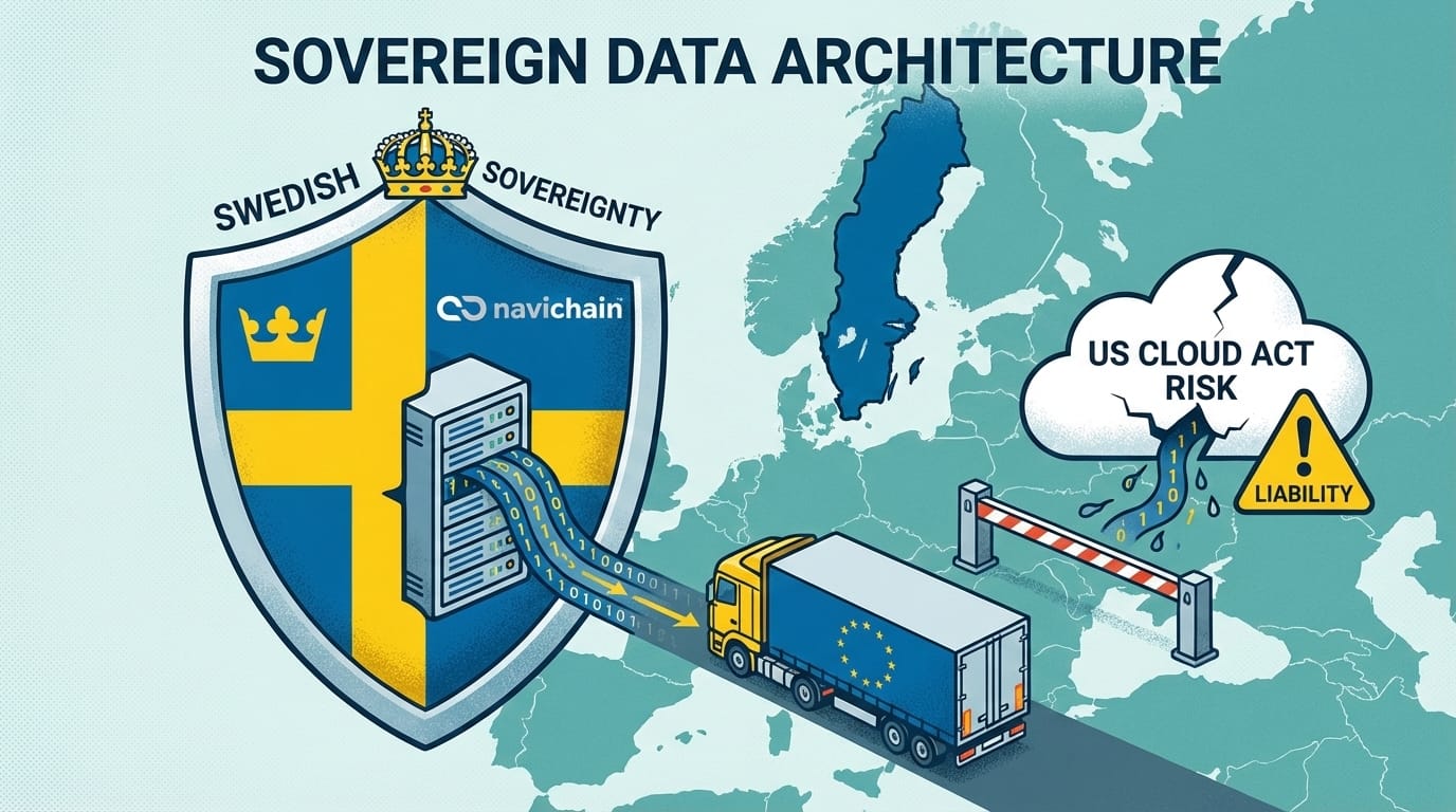 Graf visar hur icke-suverän data kan leda till GDPR-böter och dataintrång för åkerier.
