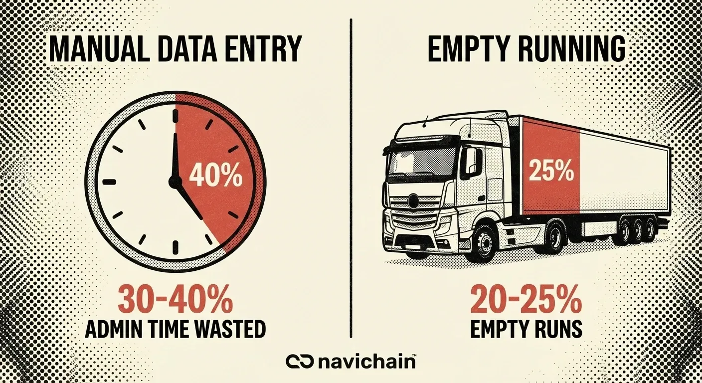 Fragmented vs unified logistics systems showing improved data flow for better profitability analysis.