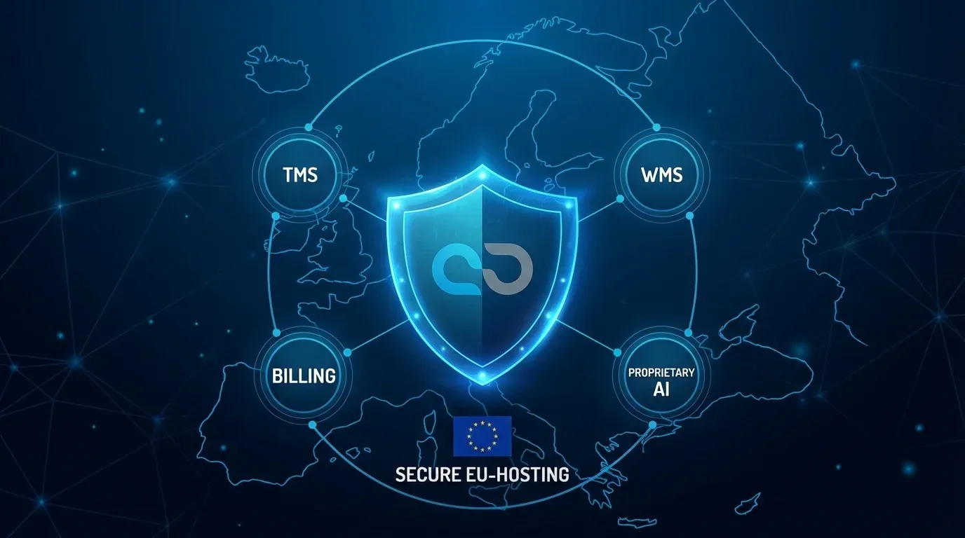 Lastbil på väg, symboliserande logistik. Fokus på kontoret som vinstläckan.