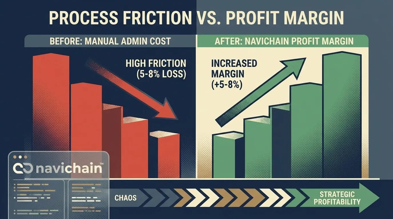 Bar chart showing operational efficiency gains by eliminating manual processes in transport.