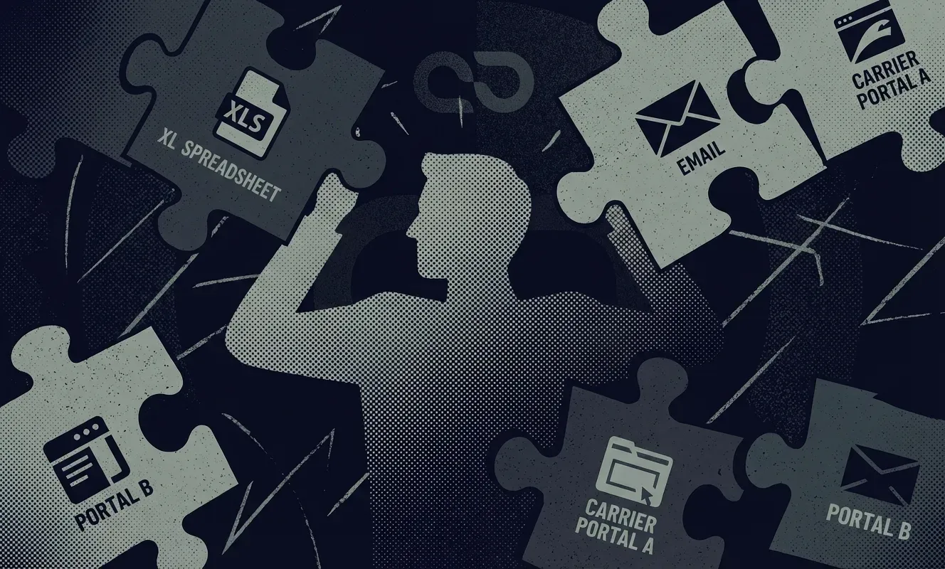 Visual illustrating supply chain problems SMEs face, like fragmented systems and processes.