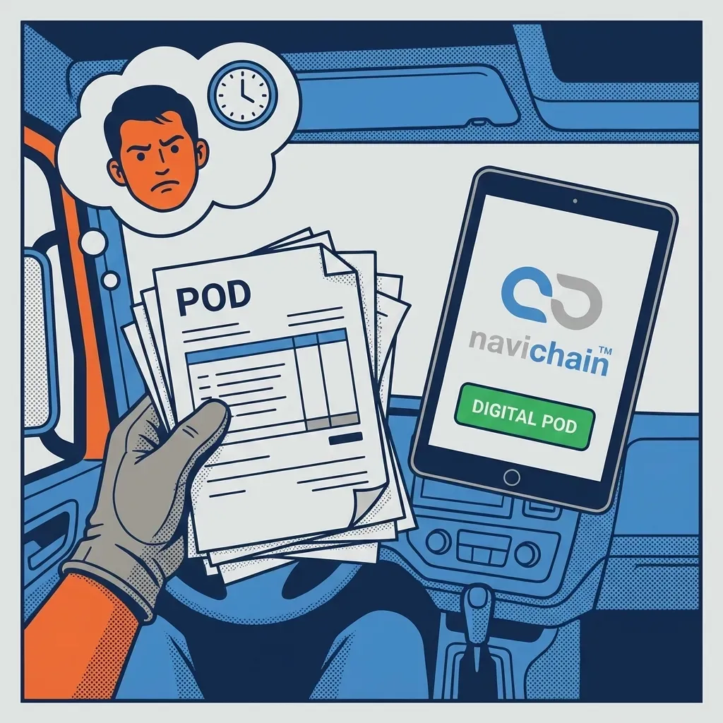 Navichain-logotyp, symboliserar modernisering av logistikprocesser.