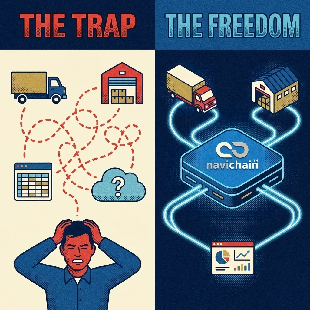 Navichain logo represents the secure and sovereign platform solution for logistics SMEs.