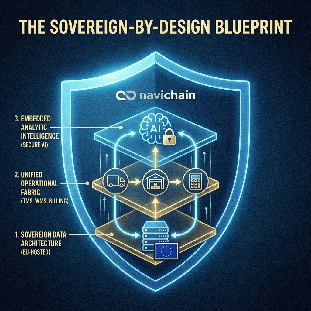 A 'Sovereign-by-Design' operating system schematic, showing unified platform and data architecture.
