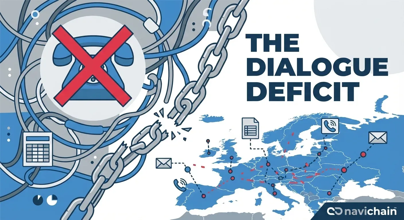 Logistikfordon i solnedgången: symboliserar effektiv och transparent kundkommunikation i logistik.