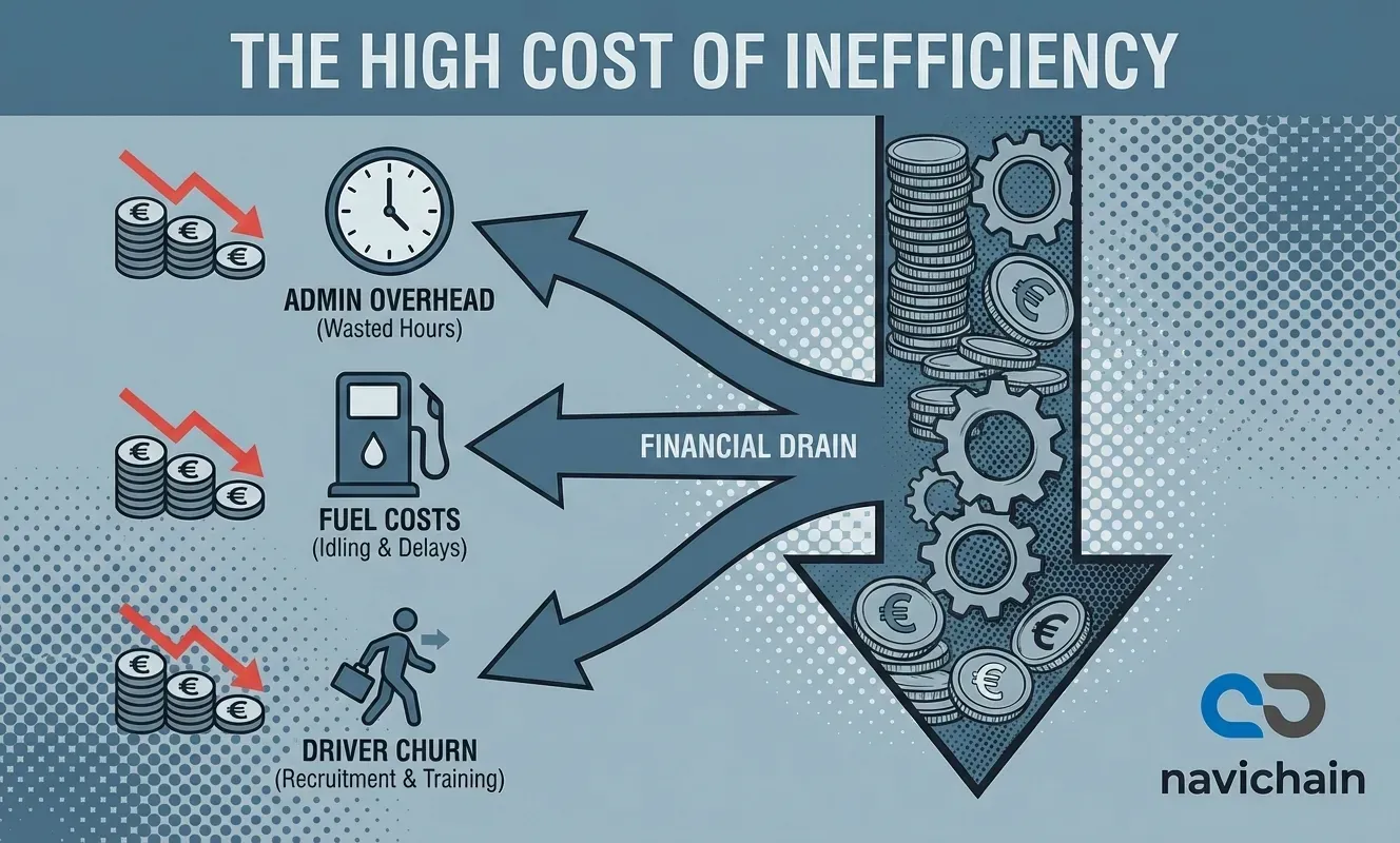 Diagram som visar de ökande kostnaderna för ineffektiv kommunikation inom logistik.
