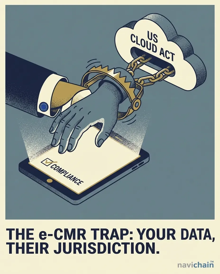 Navichain logotyp som symboliserar säker, EU-baserad logistikplattform.