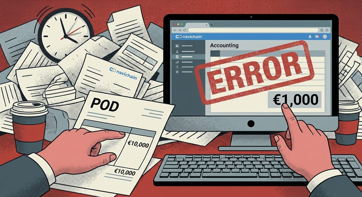 A logistics manager struggles with data entry, highlighting operational-financial disconnect.