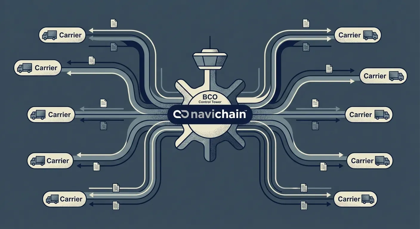 Navichain-logotyp som symboliserar modern, datadriven och flexibel logistik.