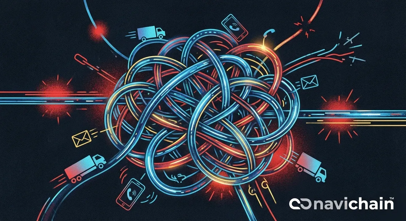 A maze representing the complexity & lack of visibility inherent in traditional freight brokerage.