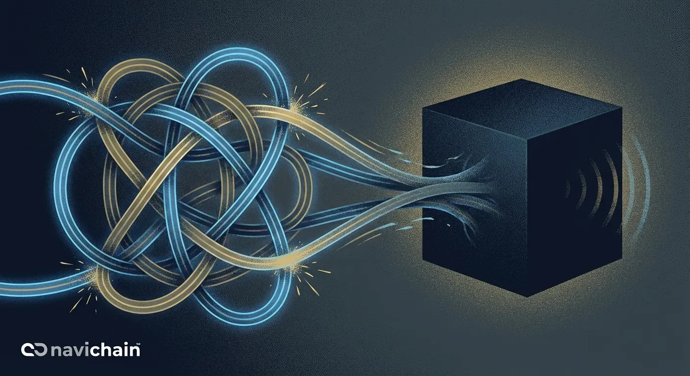 En svart låda symboliserar de utmaningar SMF möter med ogenomskinliga leveranskedjor.