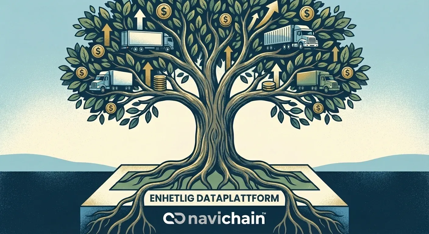 Bild som symboliserar ökad vinst och effektivitet genom dataning inom logistik.