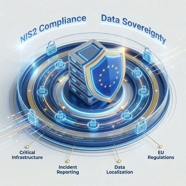 Visualization of NIS2 requirements and data sovereignty.