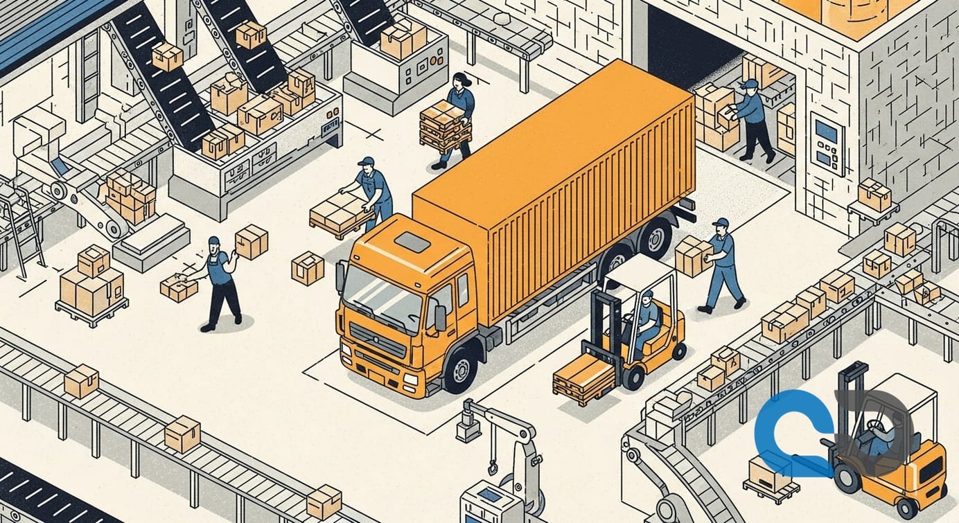 Visuell representation av Navichain operationsplattform som förenar logistik, fältservice och uthyrning, med ikoner för TMS, FSM, WMS och integrationer till system som Fortnox och LogTrade.
