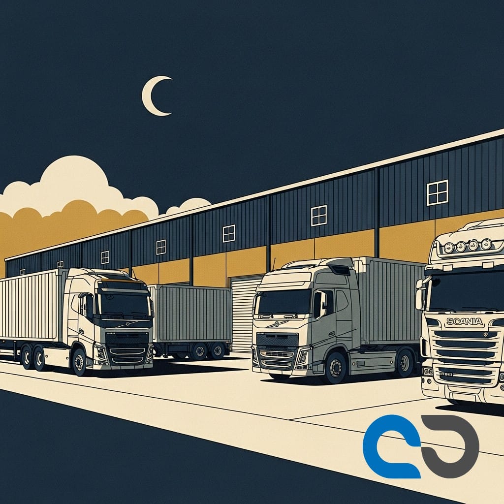 Illustrerar Navichains AI-drivna logistikplattform med fokus på datasuveränitet och svenska servrar, utmanar globala konkurrenter.