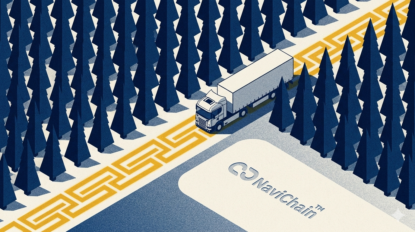 En karta med optimerade rutter markerade, symboliserande AI-driven ruttplanering för transportlogistik och effektiv leverans.